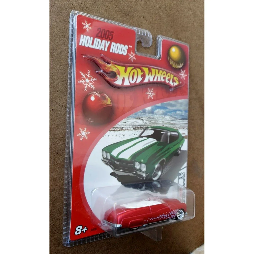 VTG 2005 Hot Wheels 1949 MERC CONVERTIBLE RED Holiday Rods 3/5 1:64 Chrome RRMAG